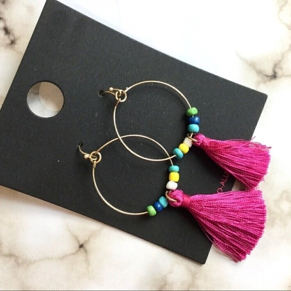 Trendy‎ Tassel Earrings Multicolor Beads - Picture 5 of 5